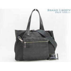 Chanel Travel Line Tote Bag Handbag Shoulder Bag Black Leather